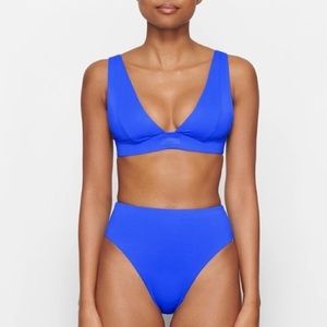 Skims Swim Cobalt Blue Plunge Swim Top (Limited Edition Color)
